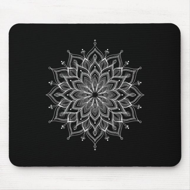 Mousepad Mandala Lótus Arte Zen Boho Buda Botânica Suculent (Frente)