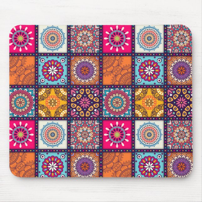 Mousepad Mandala marroquina de etnia colorida (Frente)