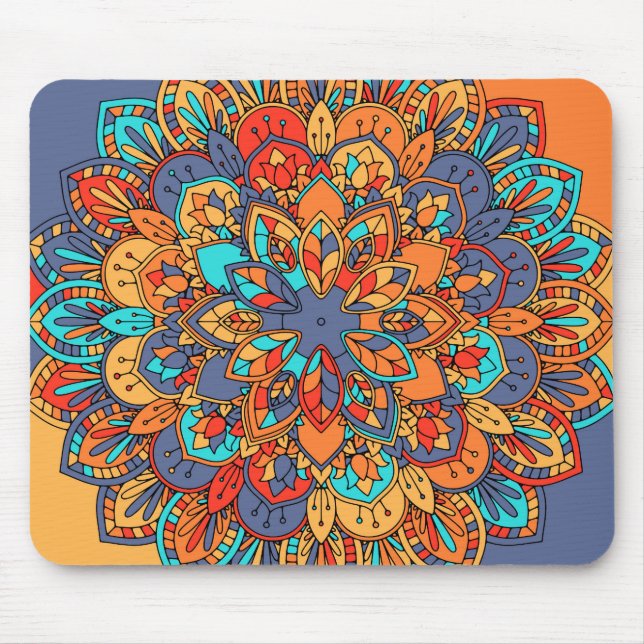 Mousepad Mandala marroquina de etnia colorida (Frente)