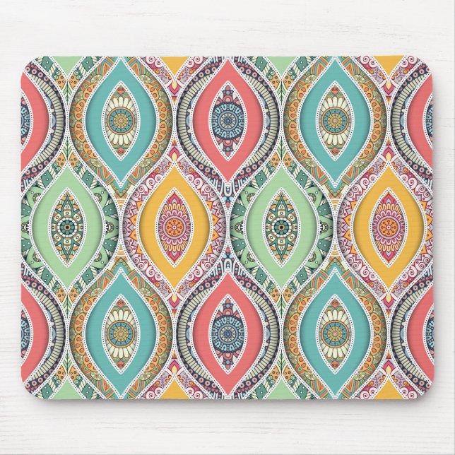 Mousepad Mandala marroquina de etnia colorida (Frente)