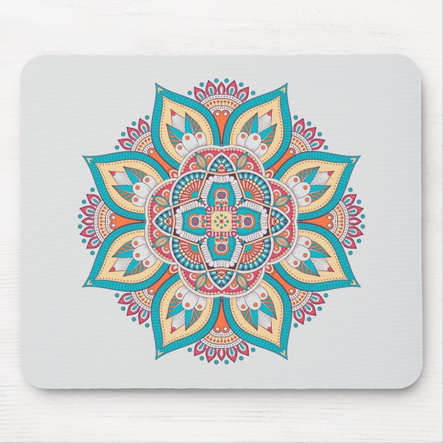 Mousepad Mandala marroquina de etnia colorida (Frente)