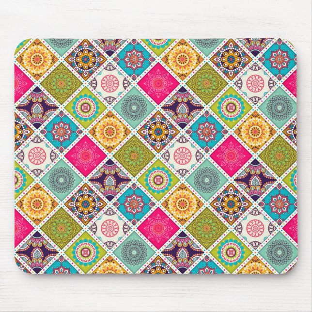 Mousepad Mandala marroquina de etnia colorida (Frente)