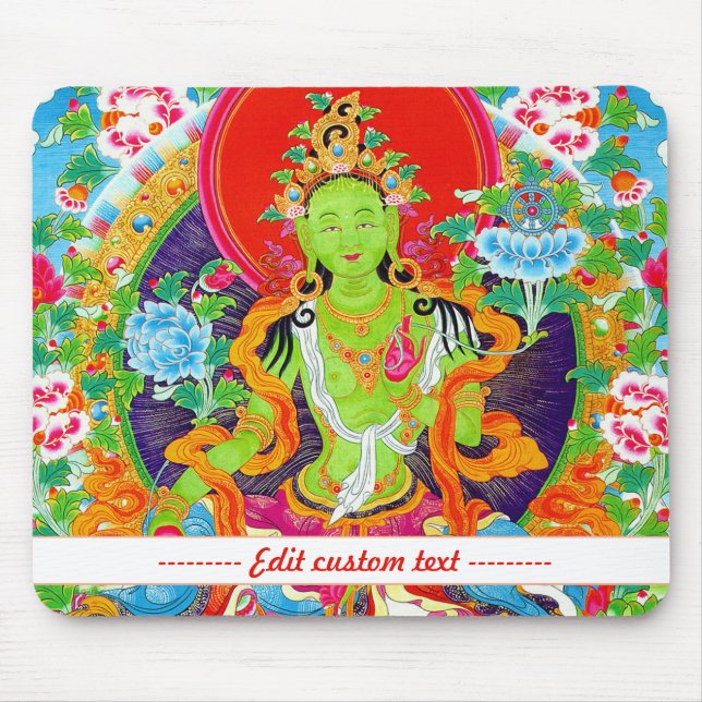 Mousepad Mandala oriental legal Verde Tara vibrante a deus (Frente)