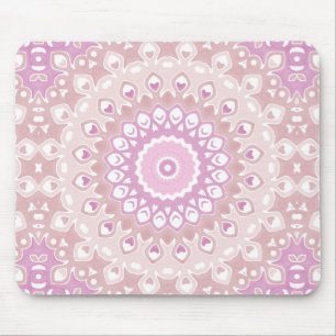 Mousepad Mandalá Rosa Suave com Motivos de Coração e Pétala