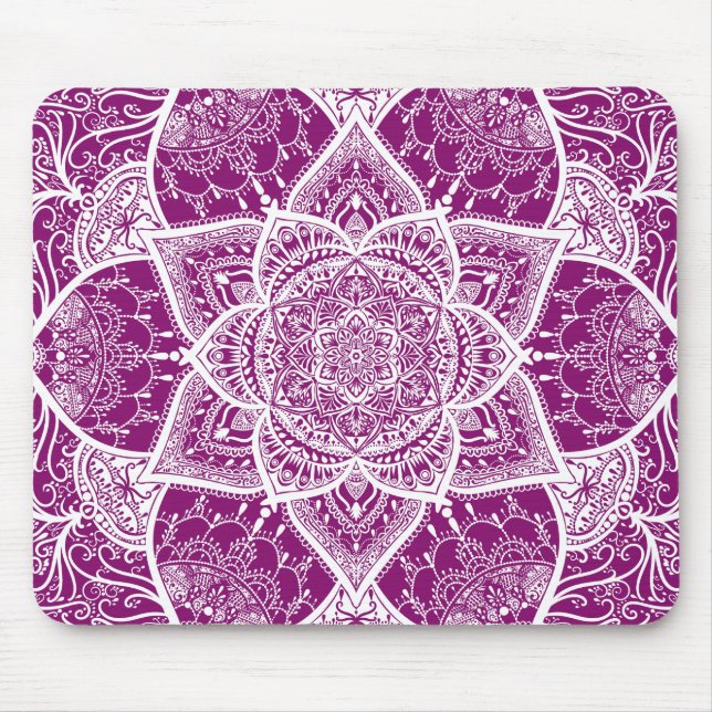 Mousepad Mandala roxa e branca - Loergann na Dahlia (Frente)