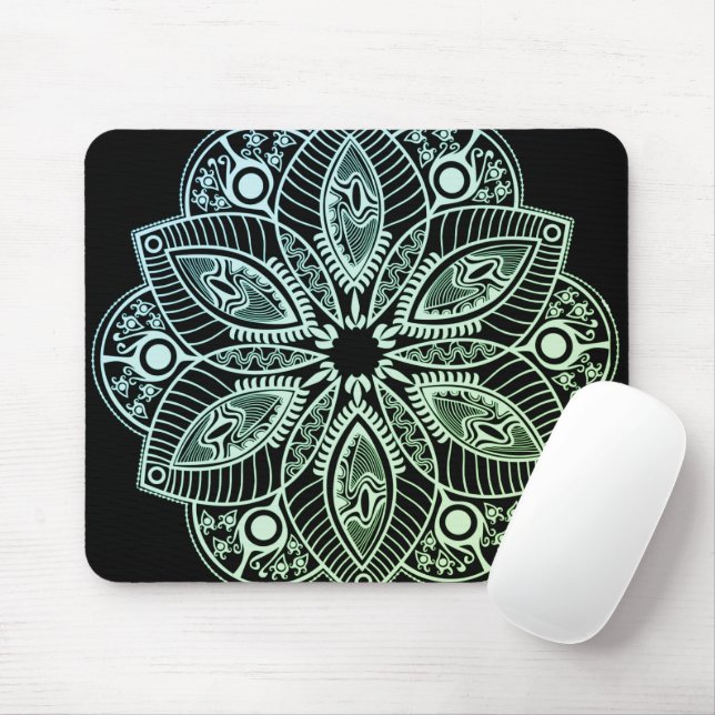 Mousepad Mandala Verde Tribal Exótica (Com mouse)