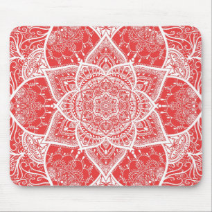 Mousepad Mandala Vermelha e Branca - Loergann em Goji Berry