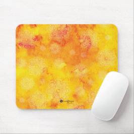 Mousepad Mandalas em Fundo Amarelo e Vermelho