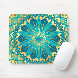 Mousepad Mandalas Flor de Ouro Azul