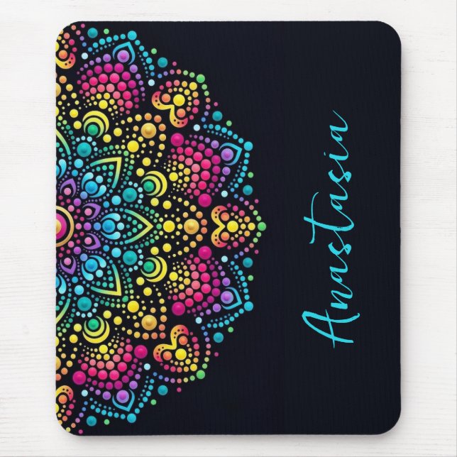 Mousepad Mandalas Pontilhadas Arco-íris (Frente)