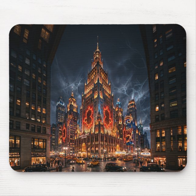 Mousepad Mandelbrot Arcade em Praça da Cidade Fractal (Frente)