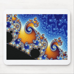Mousepad Mandelbrot Azul Fractal Espiral Dupla