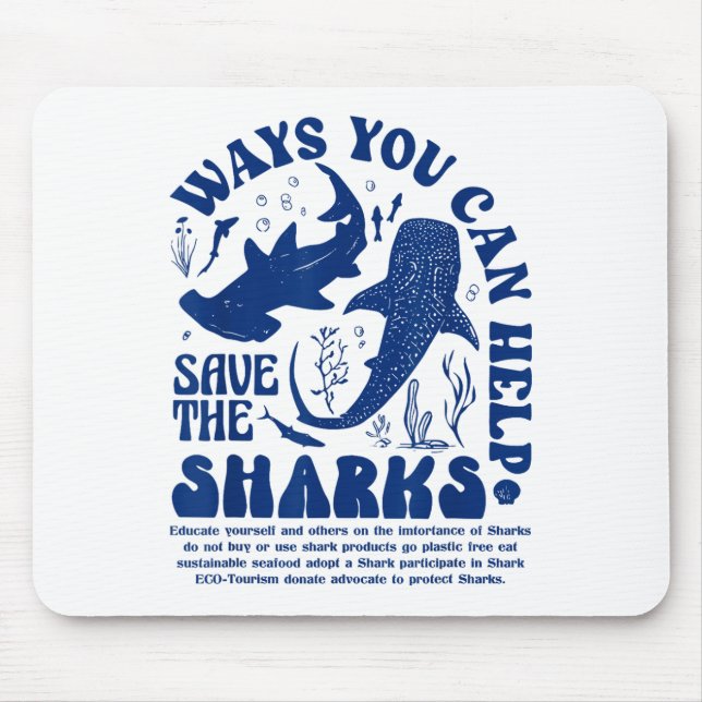 Mousepad Maneiras De Ajudar A Salvar Os Tubarões (Frente)