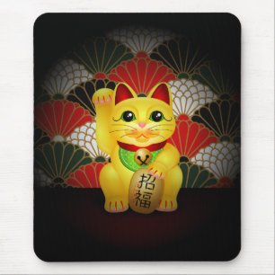 Mousepad Maneki cerâmico amarelo Neko