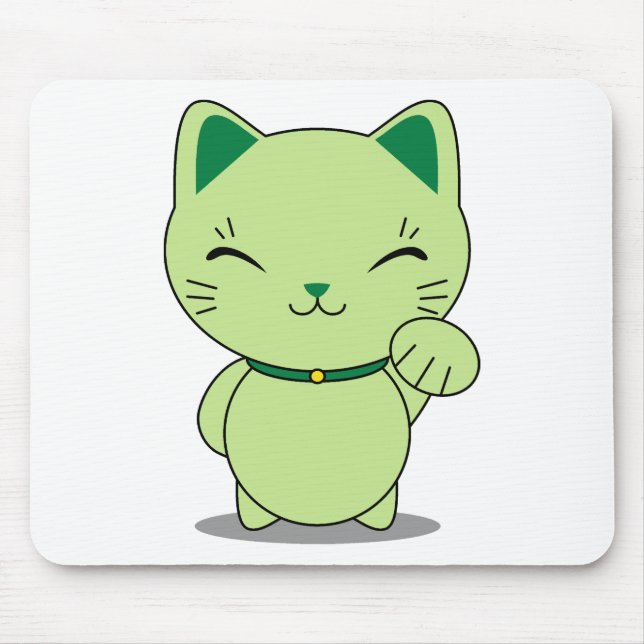 Mousepad Maneki Neko - gato afortunado verde (Frente)