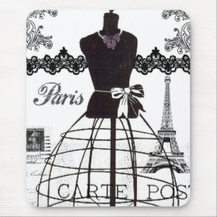 Mousepad Manequim branco preto da forma de Paris