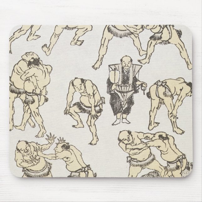 Mousepad Manga: estudos dos gestos e posturas do wrestle (Frente)