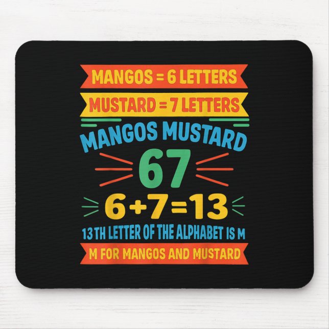Mousepad Mangos Mostarda 67 Camiseta Engraçada Código Alfab (Frente)