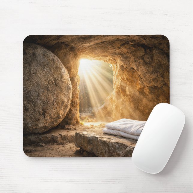 Mousepad Manhã de Ressurreição de Páscoa Túmulo Vazio (Com mouse)