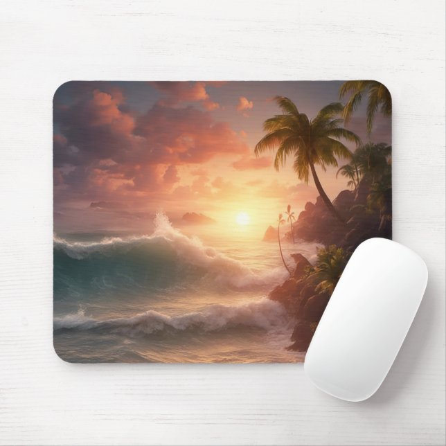 Mousepad Manhã Do Oceano Tropical (Com mouse)