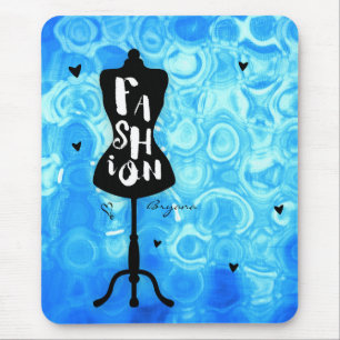 Mousepad Mannequim Vintage Retro Azul MODA Glam Glamour