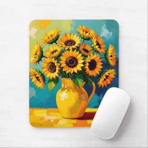 Mousepad Mantendo contato Girassóis Amarelos