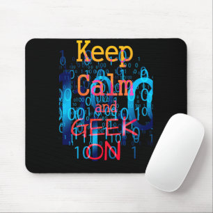 Mousepad Mantenha a Calma e Continue Geek em Código Binário