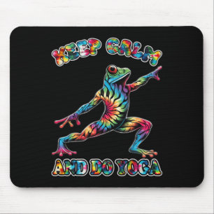 Mousepad Mantenha a Calma E Faça Ioga Sapo de Ioga Gravata