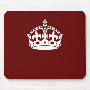 Mousepad Mantenha Calma Coroa Borgonha Acento Vermelho