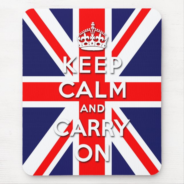 Mousepad mantenha calmo e continue a bandeira de Union Jack (Frente)