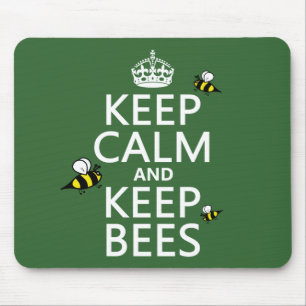 Mousepad Mantenha calmo e mantenha abelhas - todas as cores