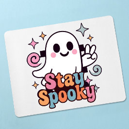 Mousepad Mantenha-se assustado, Fantasma Fantasma Retro Pas