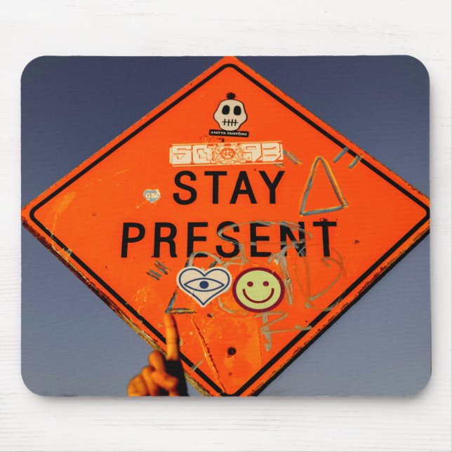Mousepad Mantenha-Se Presente, Grafite De Sinal Laranja (Frente)