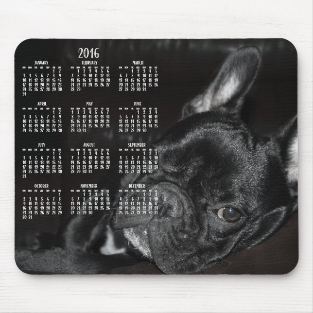 Mousepad Manual do Rato de Calendário do Bulldog Francês 20 (Frente)