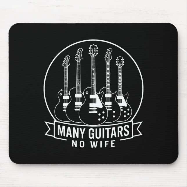 Mousepad Many Guitars One Wife Funny For Men Women  (Frente)
