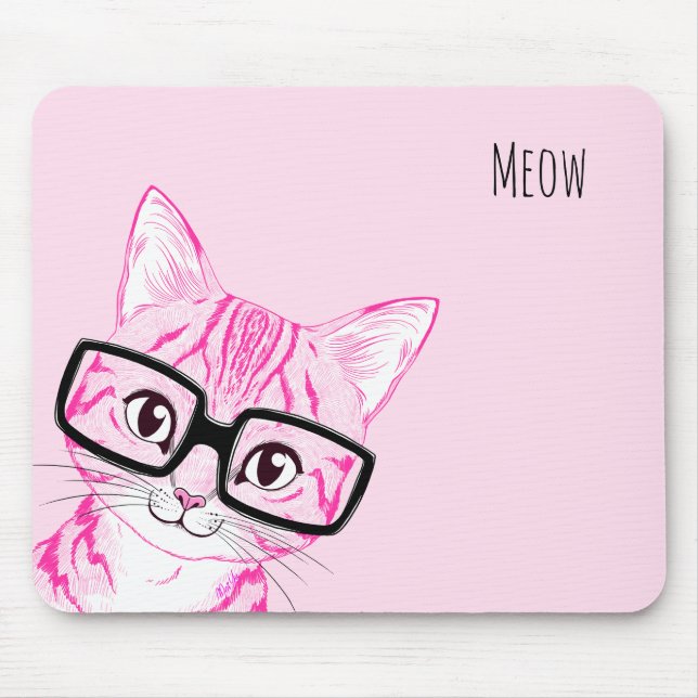 Mousepad Mão adorável tapete do rato Nerdy tirado do rosa (Frente)