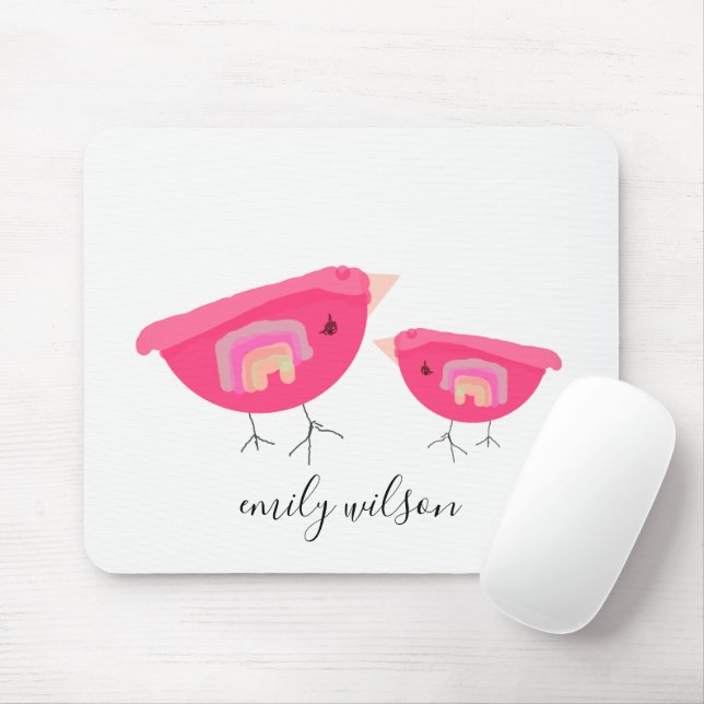 Mousepad Mão Bonita Desenhada Arco-Íris Rosa Pia-Mãe Bebê (Com mouse)