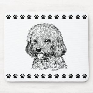 Mousepad Mão bonito cão tirado + A pata imprime o tapete