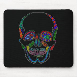 Mousepad Mão Colorida Crânio De Açúcar Mosaico