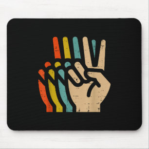 Mousepad Mão da Paz Cores Retro Vintage Anos 70 Hipe Homens