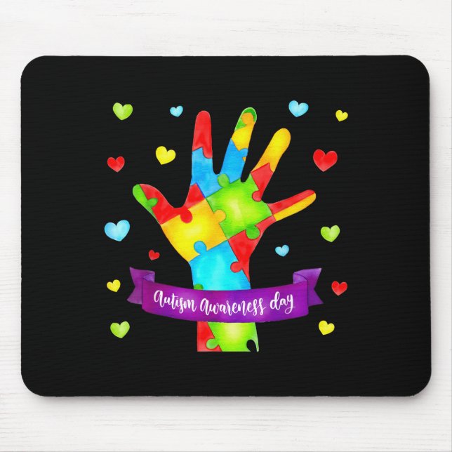 Mousepad Mão de Conscientização sobre Autismo, Conscientiza (Frente)