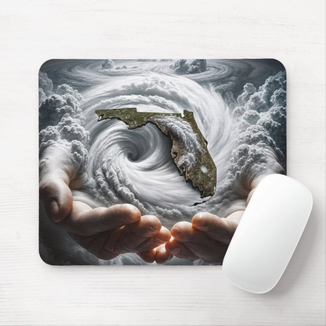 Mousepad Mão de Deus segurando a Flórida num Furacão (Com mouse)