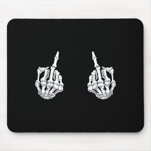 Mousepad Mão de Esqueleto Halloween Ossos Dedo Médio Caveir (Frente)