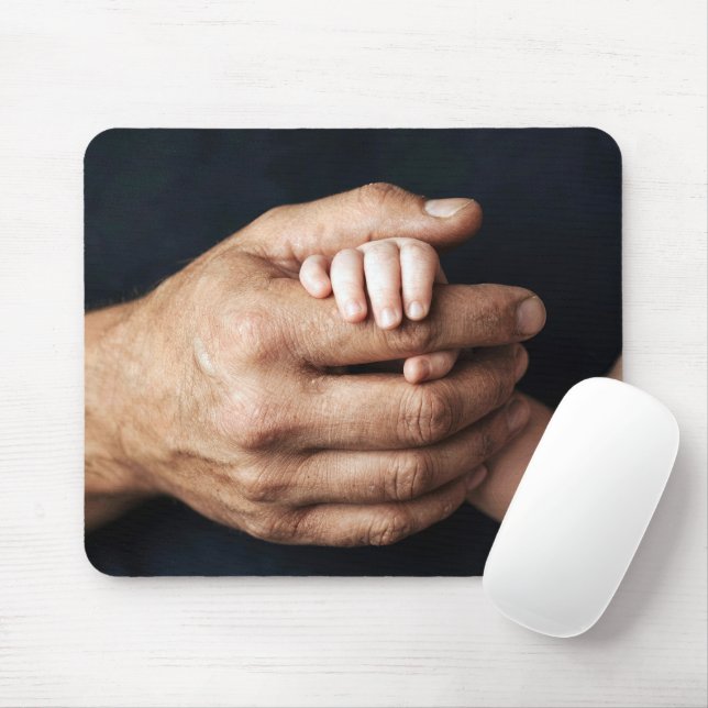 Mousepad Mão do Bebê Agarrando a Mão do Papai (Com mouse)