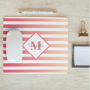Mousepad Mão Rosa Rosa Girassol Stripes Monograma