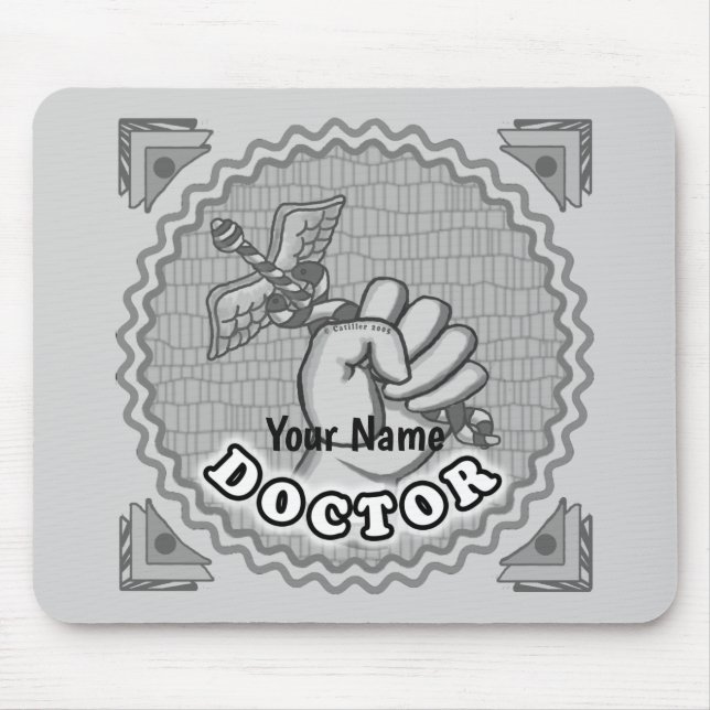 Mousepad Mão segurando caduceu médico (Frente)