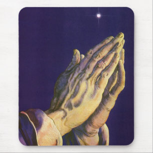 Mousepad Mãos Antigas Rezando com a Estrela de Belém