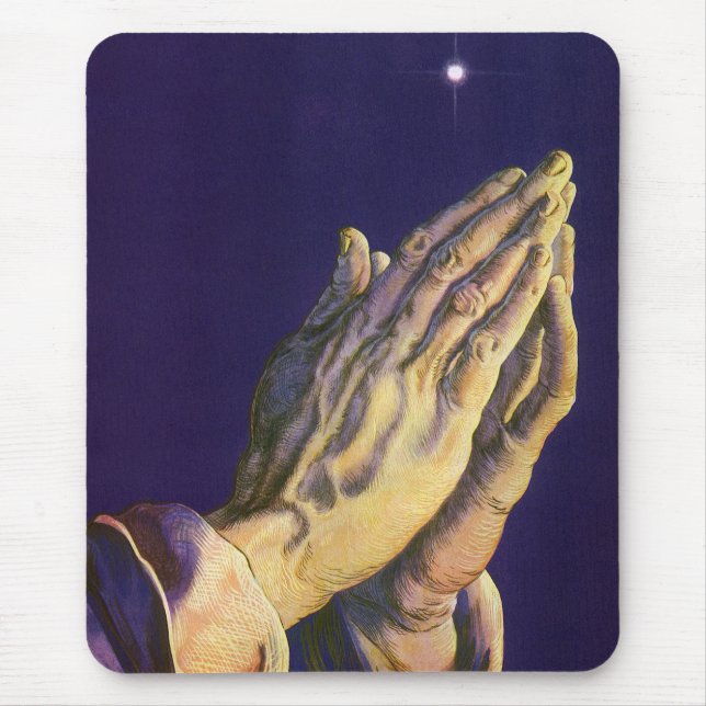 Mousepad Mãos Antigas Rezando com a Estrela de Belém (Frente)