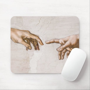 Mousepad Mãos de Deus, Pai e Adão, de Michelangelo