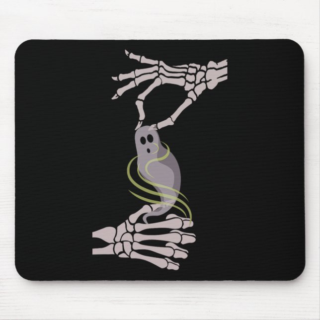 Mousepad Mãos de Esqueleto em ASL Fantasma Assustador Hallo (Frente)